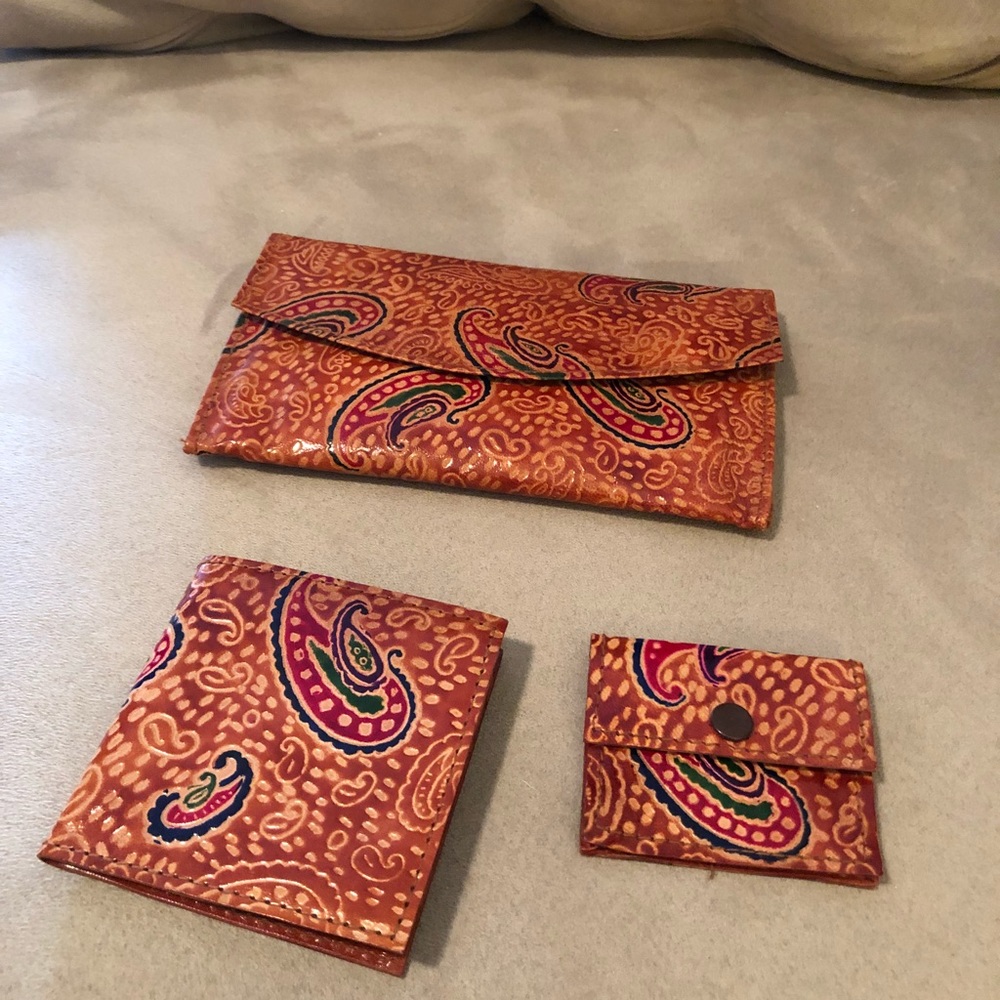 Moroccan Leather clutch, wallet, coin purse set